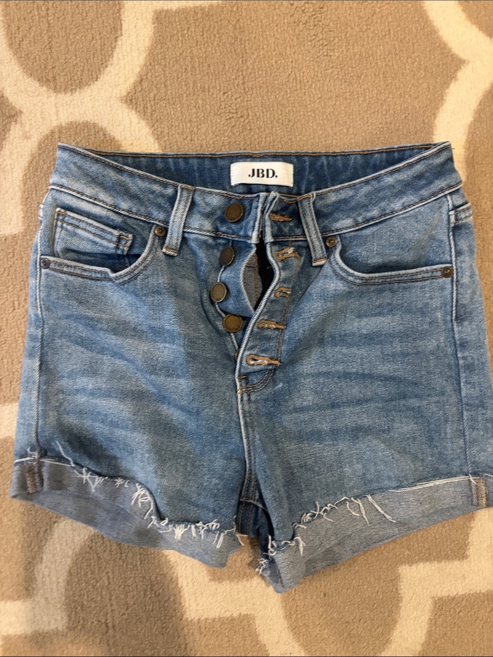 Vintage Button-Front Light Blue Denim Shorts